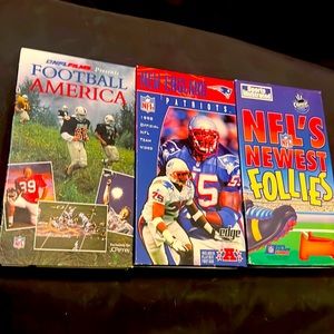 🔥3 VTG FOOTBALL NFL VHS TAPES COLLECTORS BUNDLE RARE